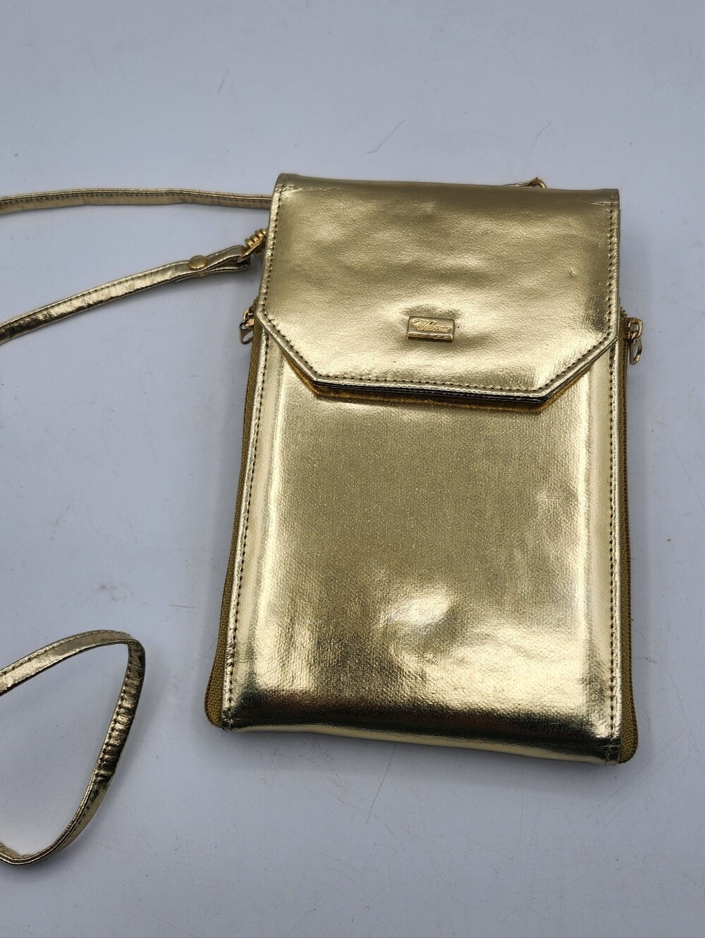 Gold Metallic Crossbody Phone Bag - Unbranded